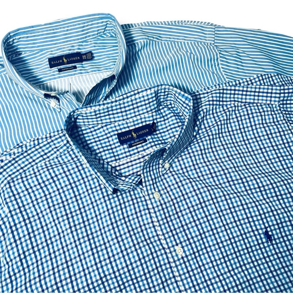 Lot of 2 Ralph Lauren Performance Gingham Button Down Shirt